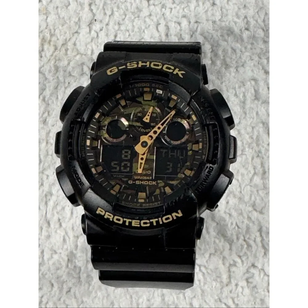 CASIO G-SHOCK GA-100CF-1A9 Camouflage Black Analog Digital Watch